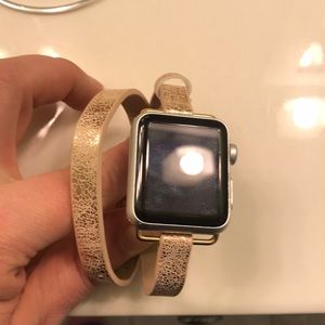 Apple Watch Band.  Double wrap rose gold leather